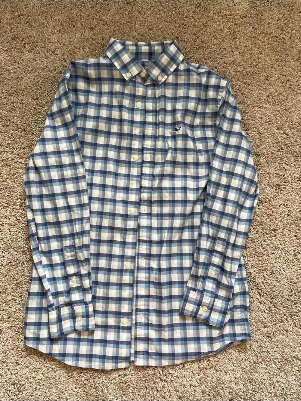 Vineyard Vines Blue and White Plaid Button-Down Shirt